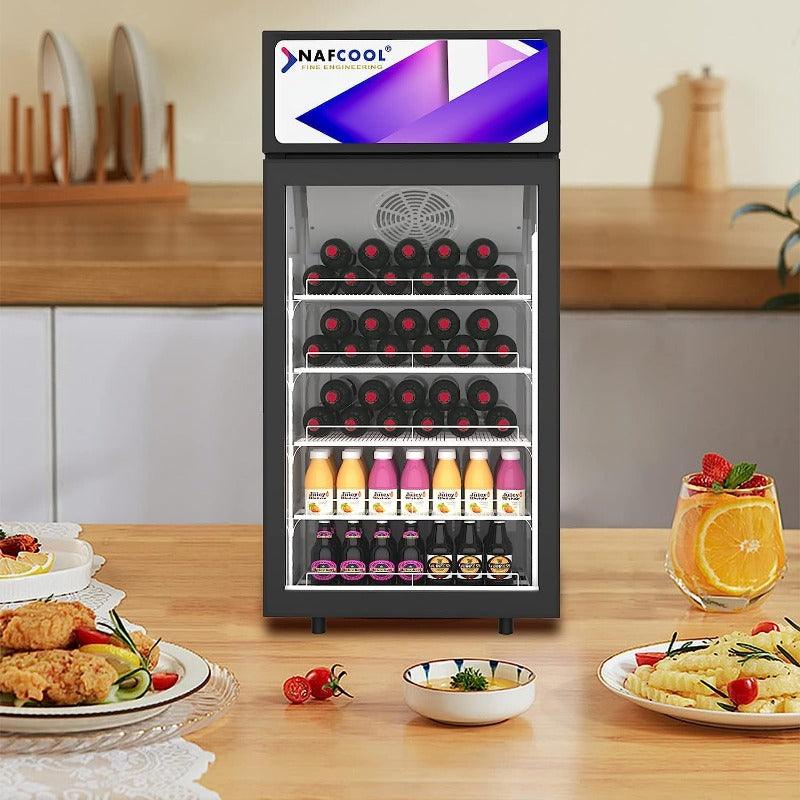 "Cool Convenience The NAFCOOL Mini Display Refrigerator With Swing Do