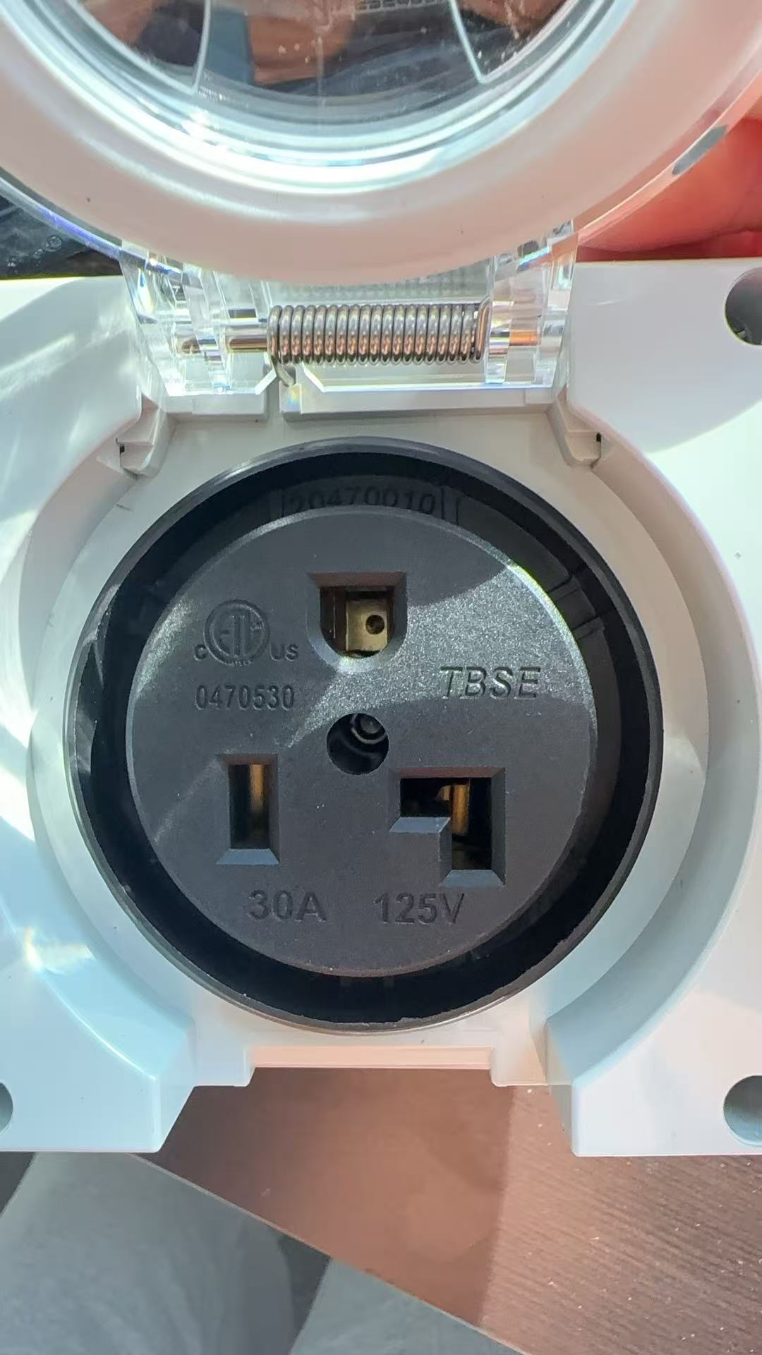 30A 110V adapter cord with NEMA 5-30R socket and 5-15P plug for versatile power connections.