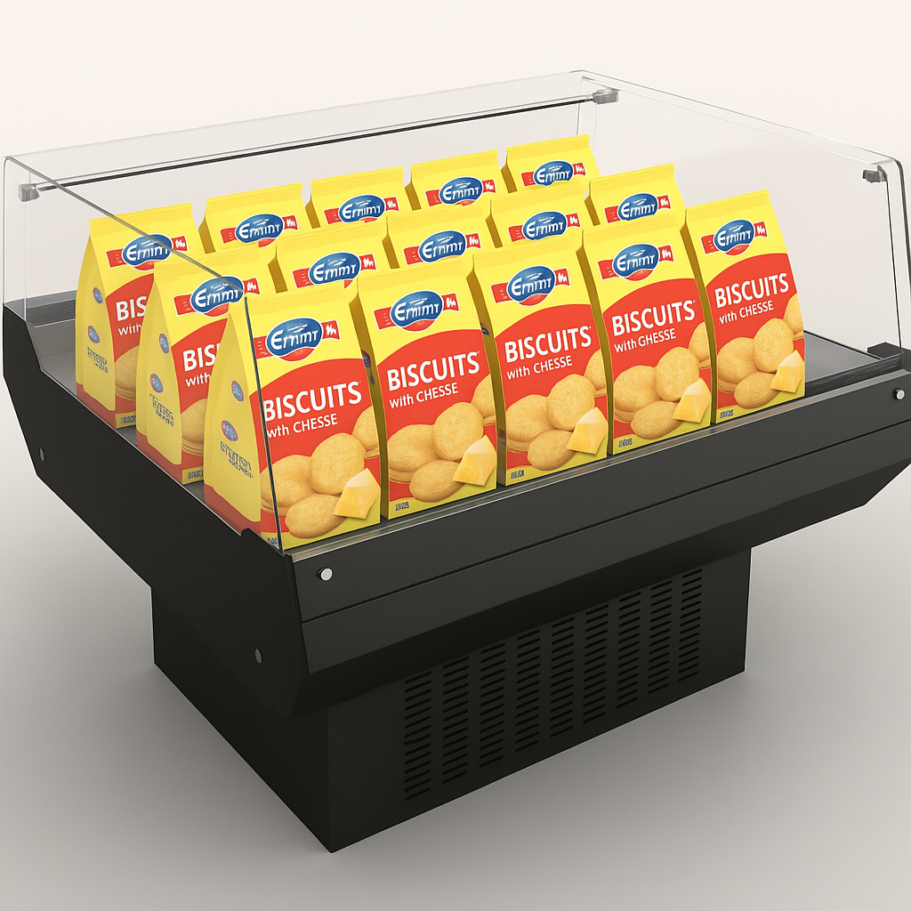 36'' Width Refrigerated Berry Case island open top air curtain self-contained merchandiser