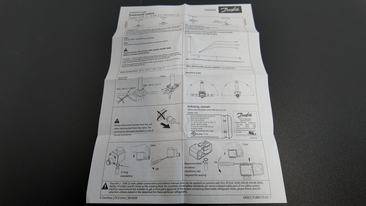 Danfoss Solenoid Value Type EVR2-EVR22