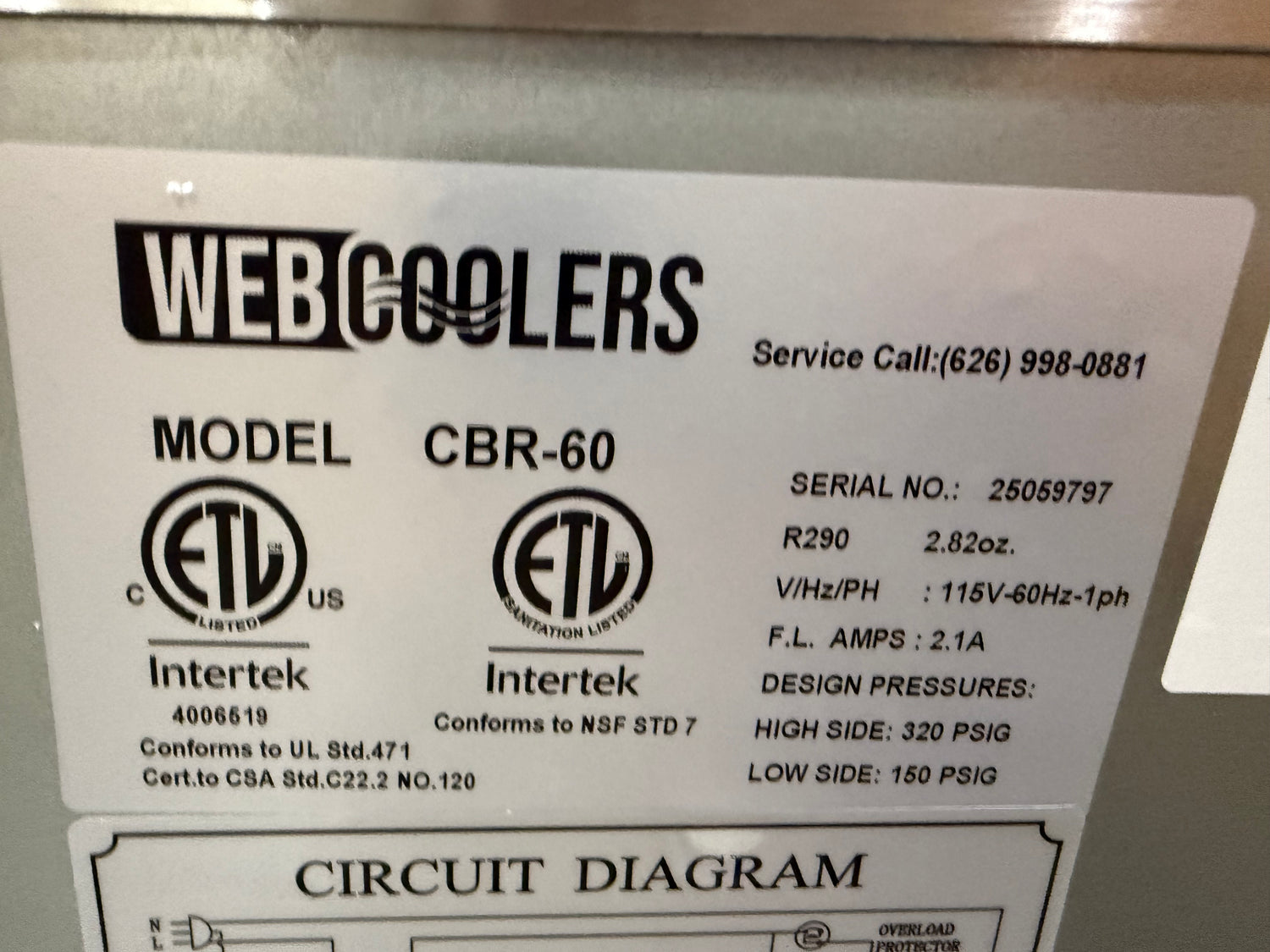 Webcoolers CBR-60 width 62'' Drawer Refrigerated Chef Base Stainless Steel