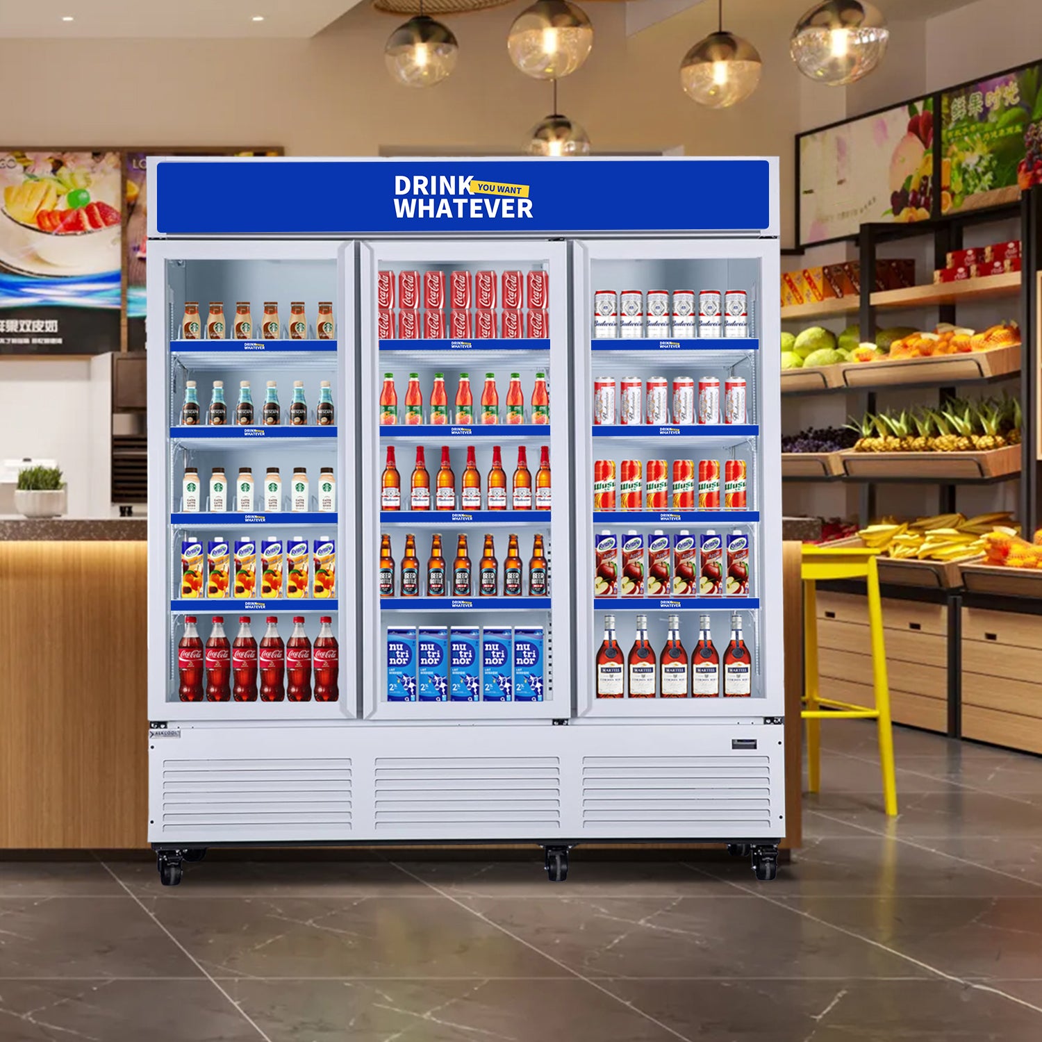 ALKCOOL TGDR70'' Pearl White Three Door Commercial Refrigerator