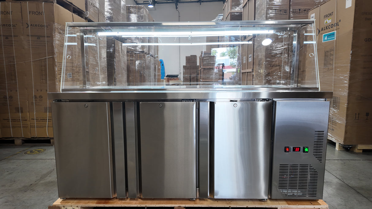 WEBCOOLERS 72'' Wide Cold Food Bar (15) 1/3 Size Pan Capacity, Floor Model, Stainless Steel