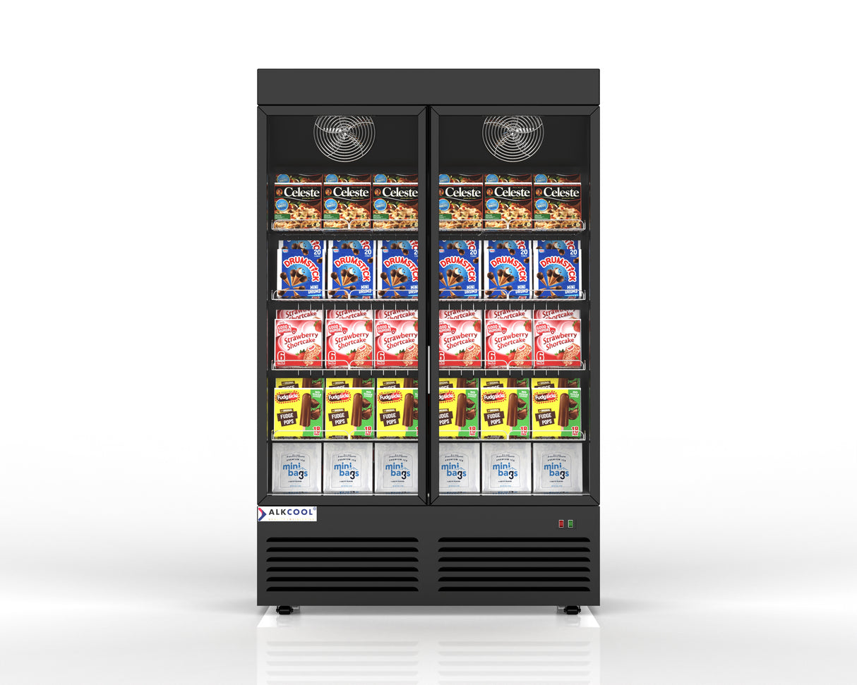 Black Upright Freezer with LED Lighting and R290 Refrigerant