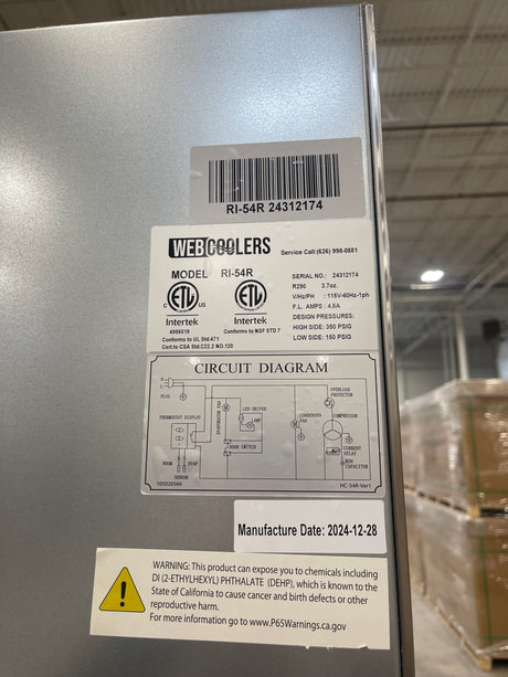 Side View of RI-54R Commercial Refrigerator – Durable Double Foam Doors and Stainless Steel Finish