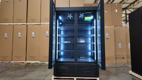 Commercial Black Freezer with Digital Thermostat Display