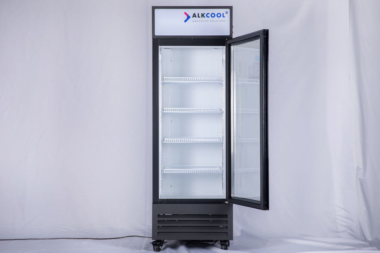 small footprint commercial refrigerator measuring 22.83 x 22 x 70 inches ideal for cafes or kiosks