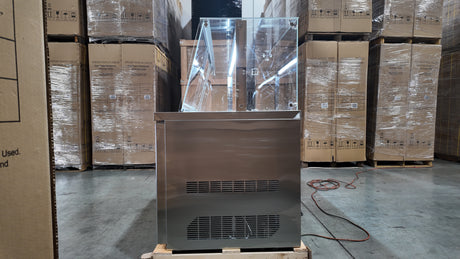 Interior view of TG72 prep table with aluminum sides and stainless steel floor.