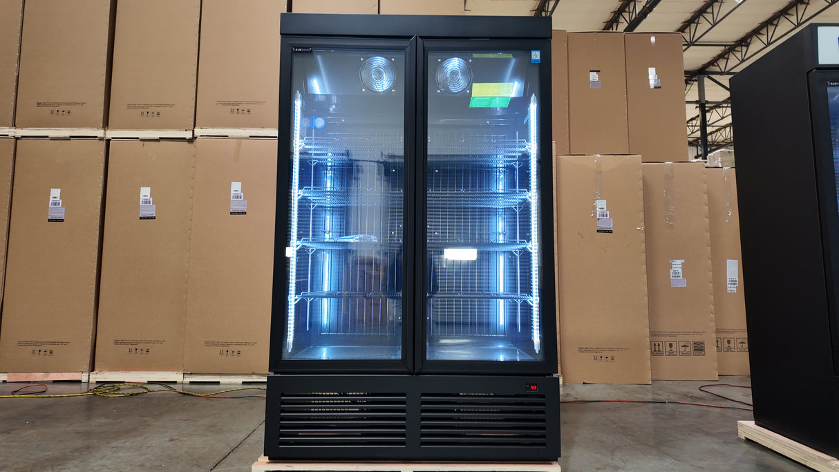 Upright Black Display Freezer for Frozen Food Storage