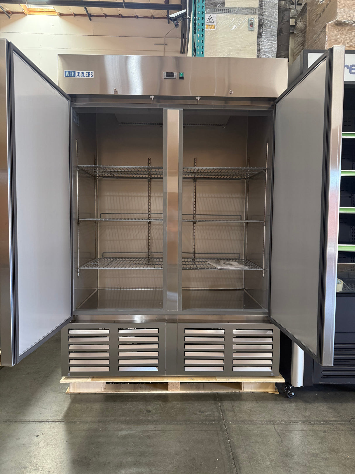 Webcoolers RI-54 Reach In 55'' wide Stainless Steel Two Door Refrigerator Commercial Refrigerator 46 Cu.ft Cooler