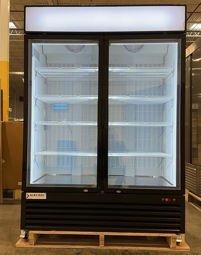 55 Wide Two Section Glass Door Merchandise Display Freezer 3 Year Labor Warranty