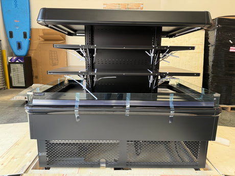 67'' Black Island Multi-Deck Open Air Curtain Merchandiser - 208V