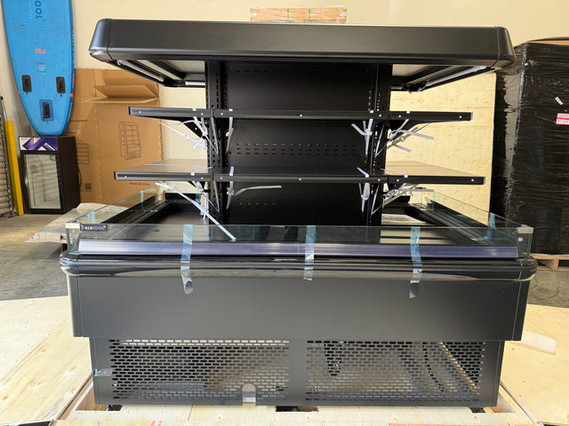 67'' Black Island Multi-Deck Open Air Curtain Merchandiser - 208V