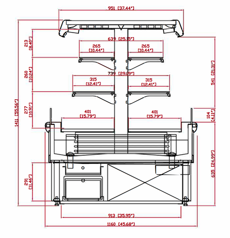 Technical drawing of a mechanical component with dimensions