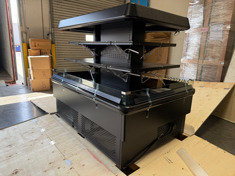 67'' Black Island Multi-Deck Open Air Curtain Merchandiser - 208V