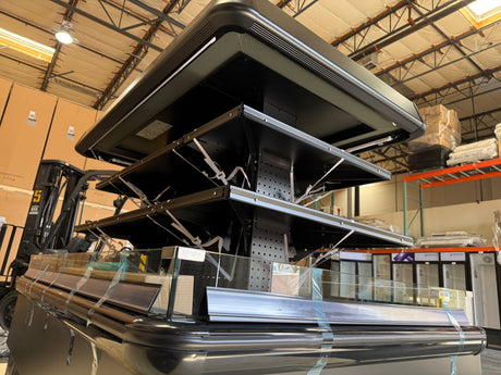 67'' Black Island Multi-Deck Open Air Curtain Merchandiser - 208V