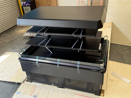 67'' Black Island Multi-Deck Open Air Curtain Merchandiser - 208V
