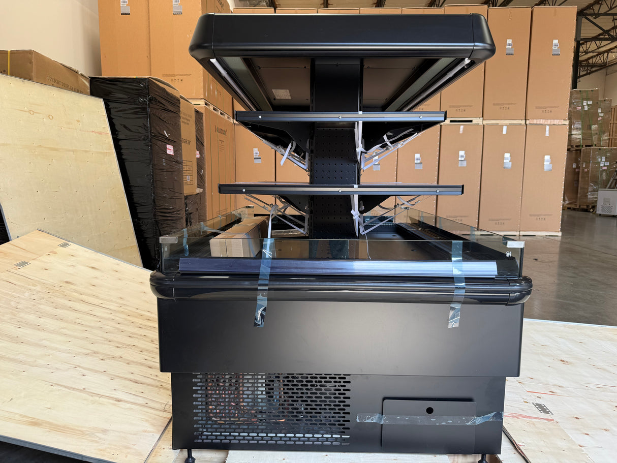 67'' Black Island Multi-Deck Open Air Curtain Merchandiser - 208V