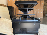 Energy-efficient commercial island display case with LED lighting and adjustable shelves.