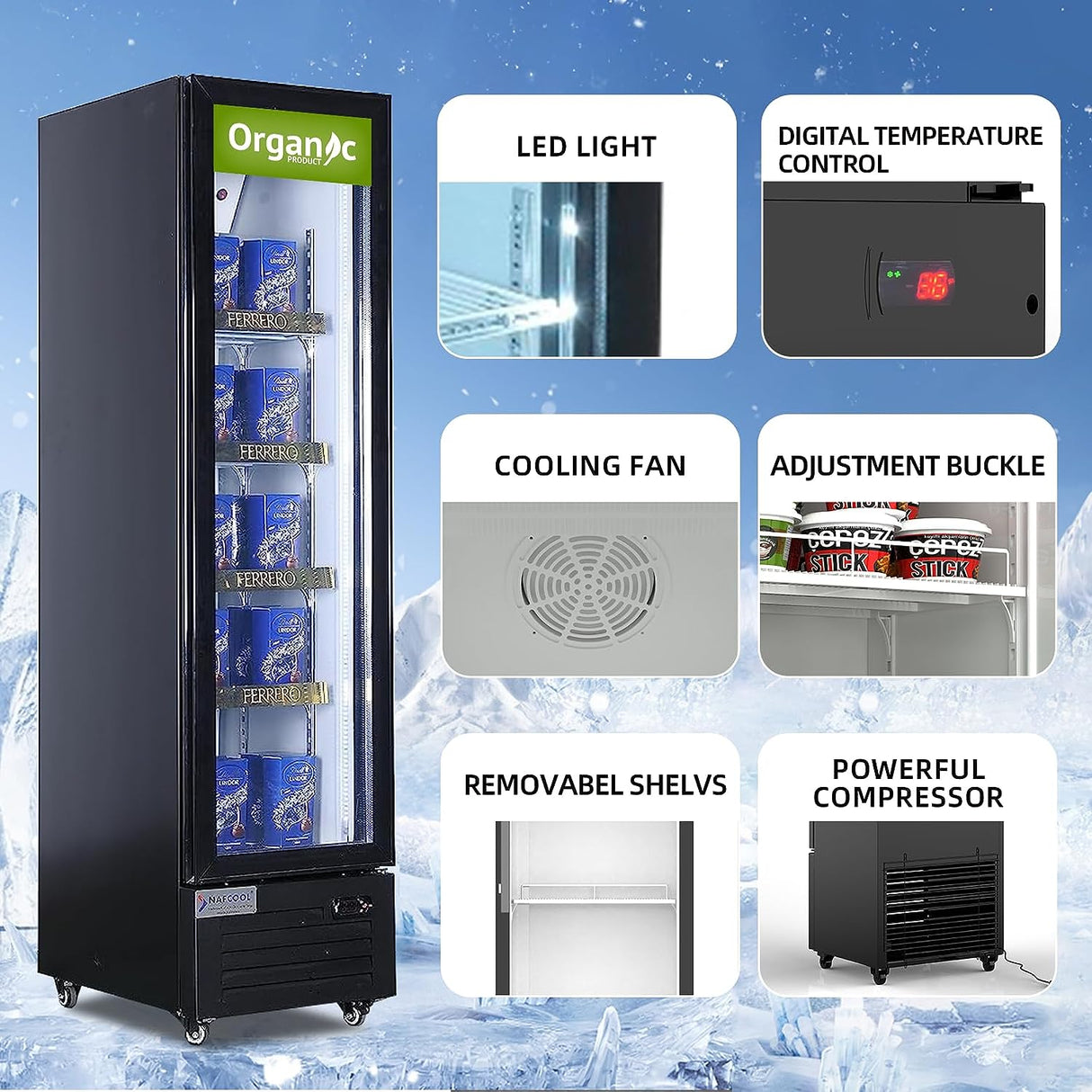 ALKCOOL 15 Cu.Ft double-door refrigerator offering large capacity, automatic defrost, and environment-friendly R600a refrigerant