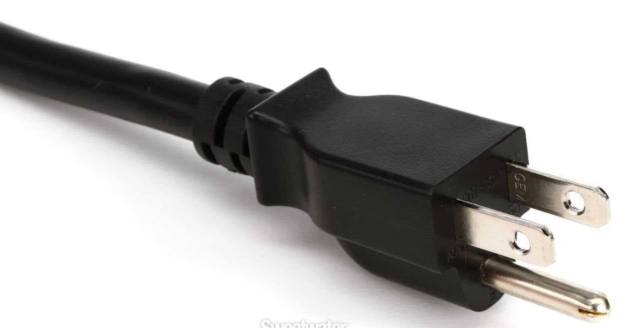 Black electrical plug on a white background