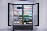 Alkool refrigerator with drinks on a white background