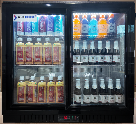 Back Bar Refrigerator - 2 Sliding Glass Doors, Steel, 115v