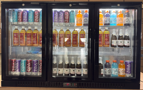 Back Bar Refrigerator - 3 Swing Glass Doors, Steel, 115v