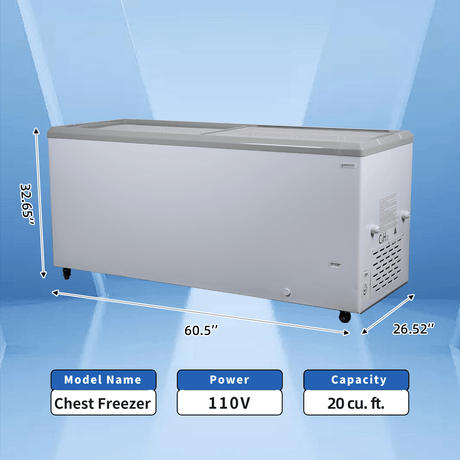  Side view of NAFCOOL horizontal freezer in white with reinforced lid