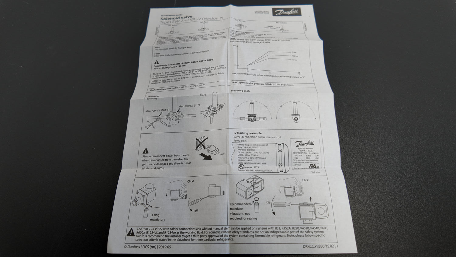 Danfoss Solenoid Value Type EVR2-EVR22