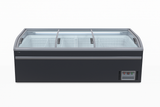 83” wide SUPERMARKET SLIDING GLASS TOP DISPLAY ISLAND FREEZER (Model: IHF-D2209PB )for Frozen Meat, Frozen Pizza, Icecream and Ice Bag