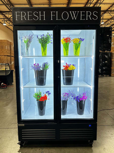 Floral Two Section Glass Door Refrigerator 47.2 Swing Door 02