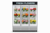 Pearl White Customized Flower Display Three Glass Door Refrigerator Width 72''