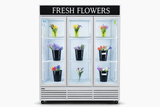 Pearl White Customized Flower Display Three Glass Door Refrigerator Width 72''