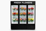 Matte Black Flower Display Three Glass Door Refrigerator Width 72''