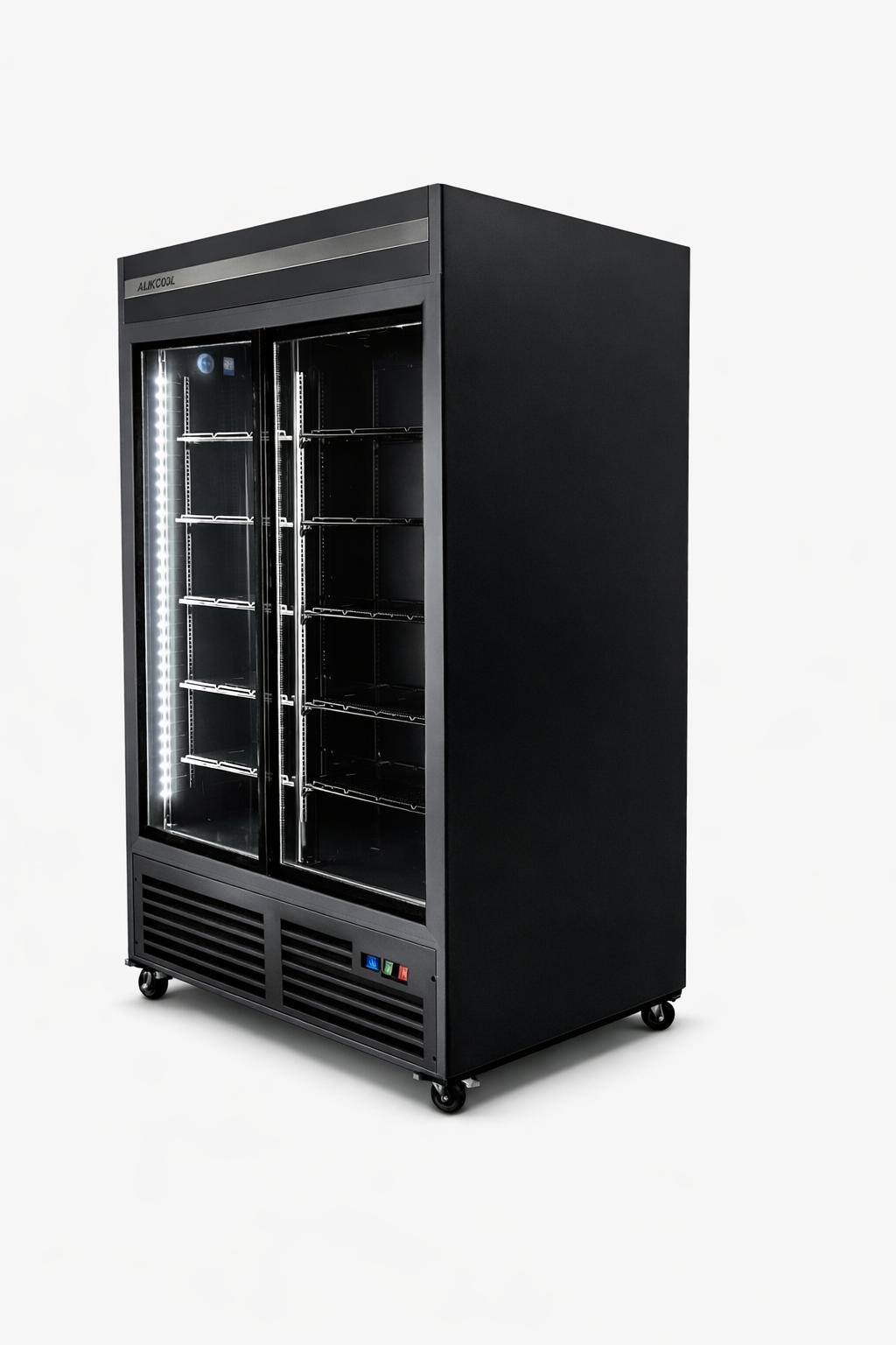 NAFCOOL FLORAL TWO SECTION GLASS DOOR REFRIGERATOR 47.2'' SLIDING DOOR GDR47(S)