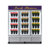 Customized Flower Display Three Glass Door Refrigerator Width 72''