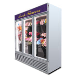 Customized Flower Display Three Glass Door Refrigerator Width 72''