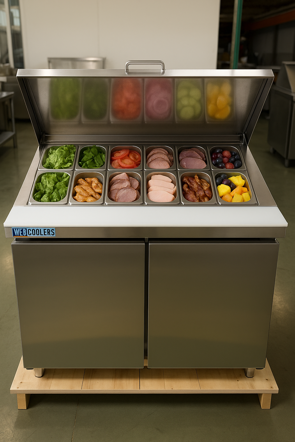 Webcoolers SSPT-S48 48" Salad & Sandwich Prep Table Refrigerator (Two Sections)