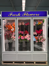 Customized Flower Display Three Glass Door Refrigerator Width 72''