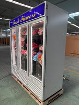 Customized Flower Display Three Glass Door Refrigerator Width 72''