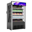 Black curved-style NAFCOOL display fridge with canopy lights for commercial use