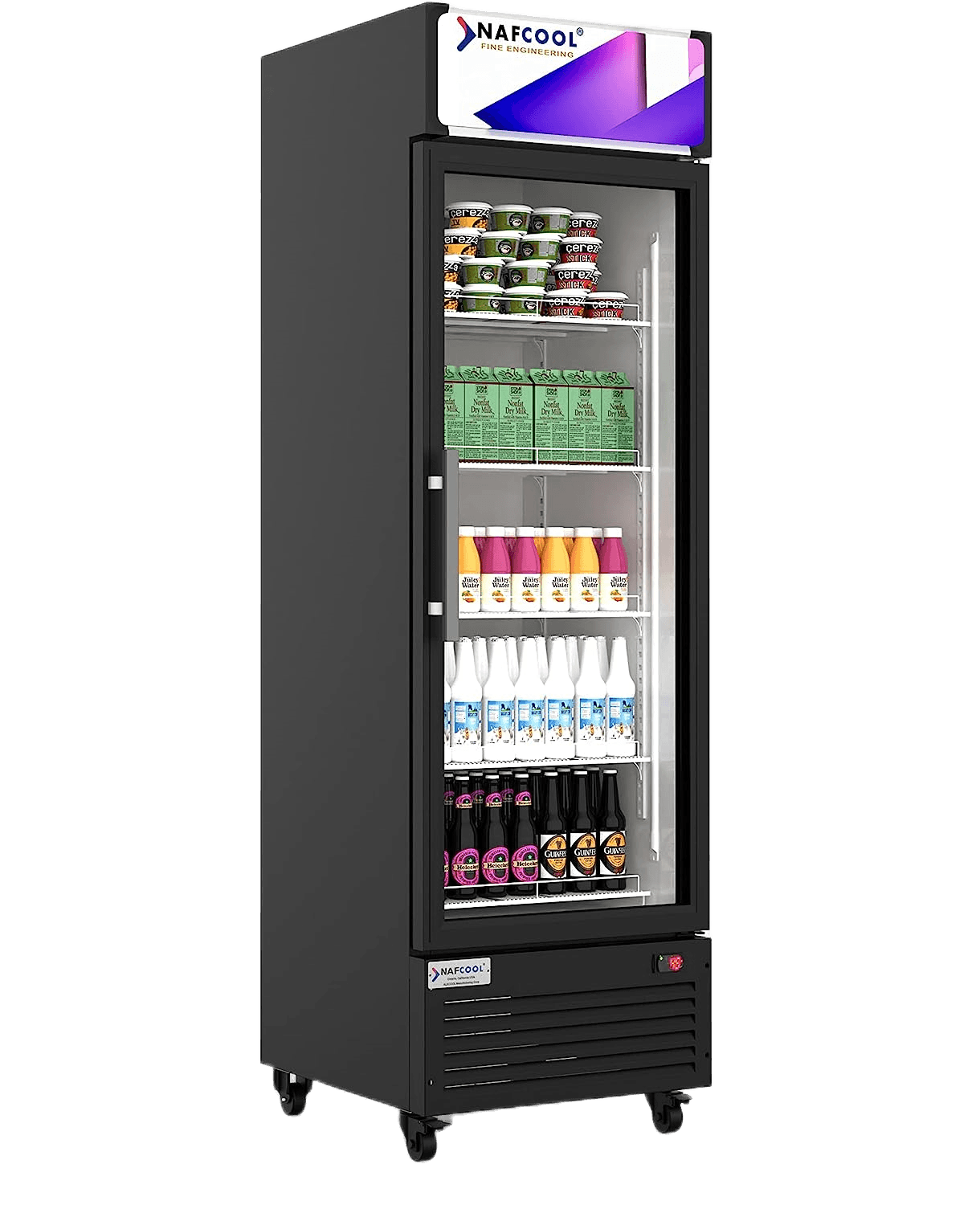 SDGR 25'' Black Swing Glass Door Merchandiser Refrigerator NAFCOOL