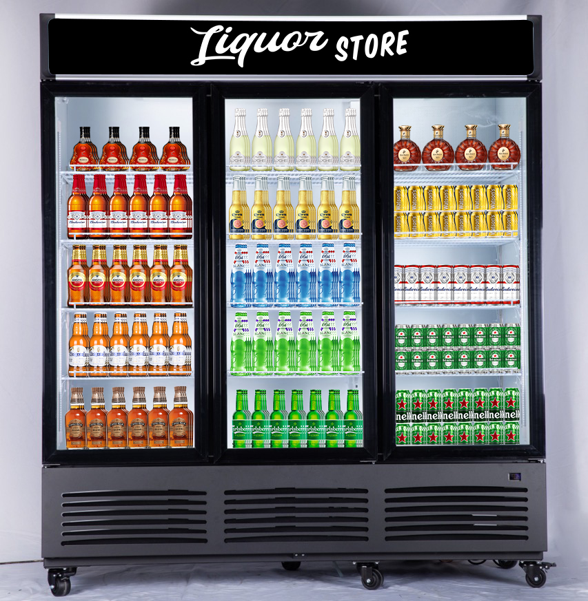 NAFCOOL 71 Black Swing Glass Door Merchandiser Refrigerator