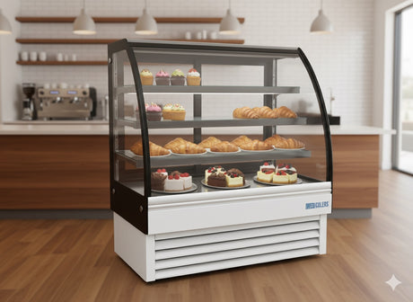 Display case with pastries in a bakery setting