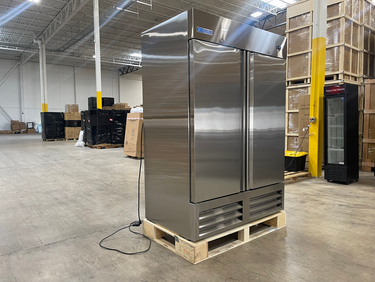 Webcoolers RI-54F 54" Stainless Steel Two Section Solid Door Reach-In Freezer