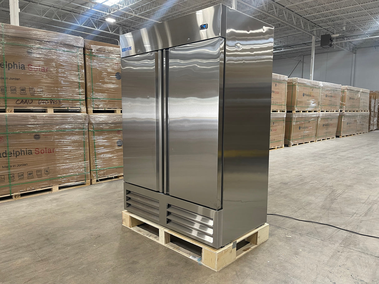 Webcoolers RI-54F 54" Stainless Steel Two Section Solid Door Reach-In Freezer