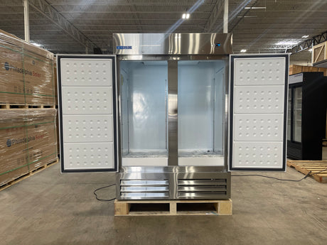Webcoolers RI-54F 54" Stainless Steel Two Section Solid Door Reach-In Freezer