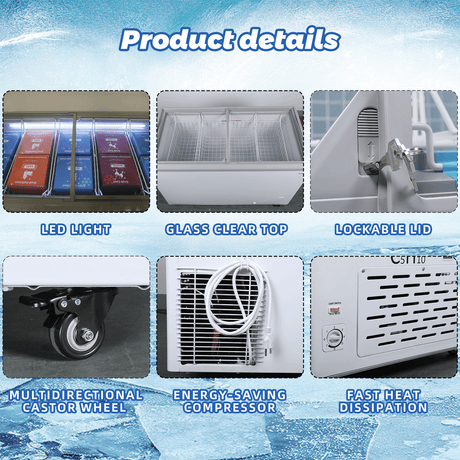 50.20 inch wide white chest freezer for commercial cold storage