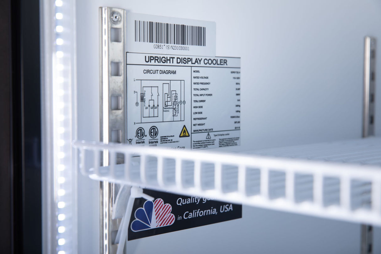 large commercial fridge with 8 adjustable interior shelves for flexible food storage